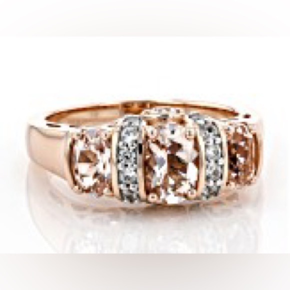 Peach morganite 18k rose gold over silver ring 1.63ctw size 6 - Picture 4 of 10